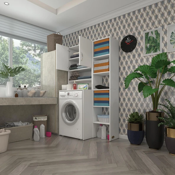 Kenzlife çamaşır makinesi dolabı hayzummaks byz 180*096*55 banyo kiler çift kapaklı arkalıklı ürün görseli 1