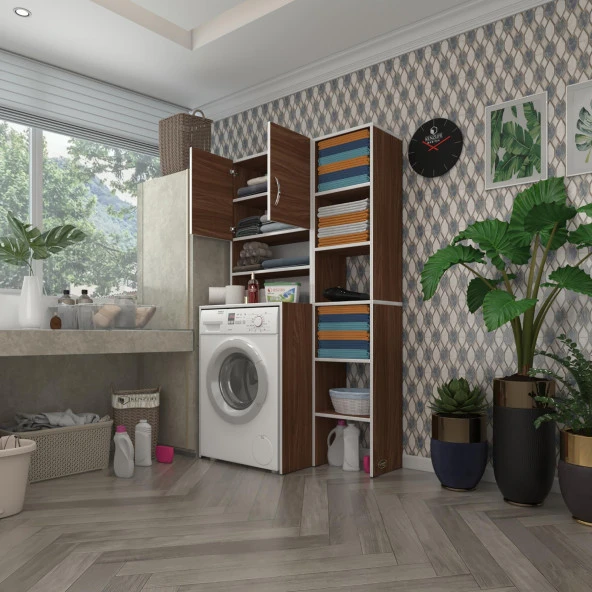 Kenzlife çamaşır makinesi dolabı hayzummaks cvz 180*096*55 banyo kiler çift kapaklı arkalıklı ürün görseli 1