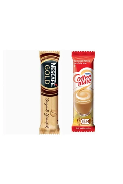 Nescafe Gold 2 Gr 100 Adet +nestle Coffee Mate 5 Gr 100 Adet Yoğun Kahve Tadı Özel Fiyat ürün görseli 1