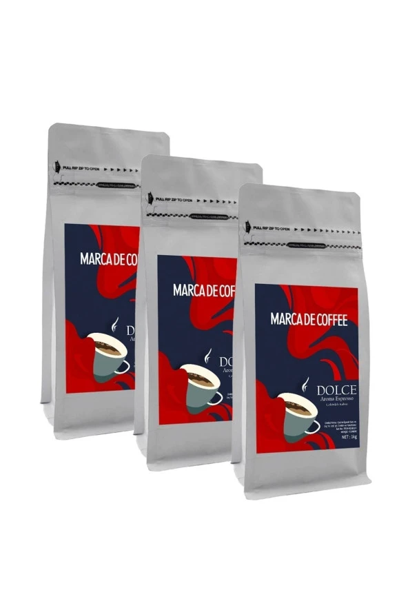 MARCA DE COFFEE Dolce Espresso Çekirdek Kahve 3 X 1 Kg ürün görseli 1