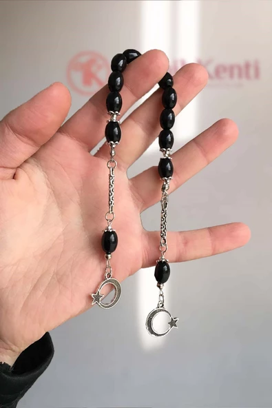 Tek Dal Püsküllü Siyah Renk Zaza Tesbih ürün görseli 1
