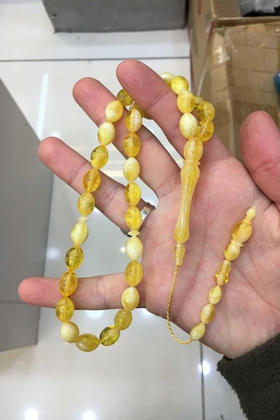 Güzel Çekimli Hareli Limon Renk Erkek İçin Tesbih ürün görseli 1