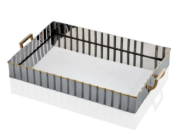LAMEDORE LINES KULPLU DIKDORTGEN TEPSI 50X30X6,5 CM ürün görseli 1