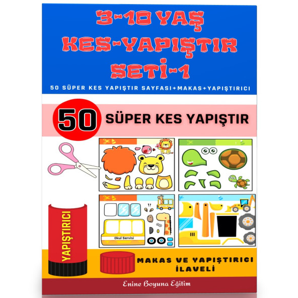 3-10 Yaş KES YAPIŞTIR Seti (50 Tam Sayfa) ürün görseli 1