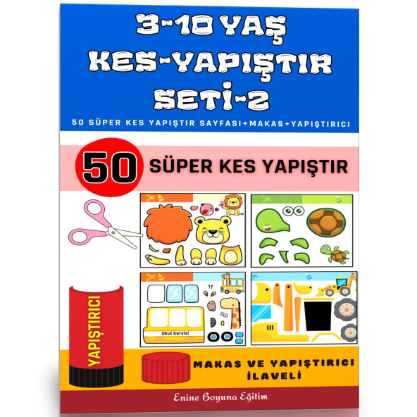3-10 Yaş KES YAPIŞTIR Seti-2 (50 Tam Sayfa) ürün görseli 1