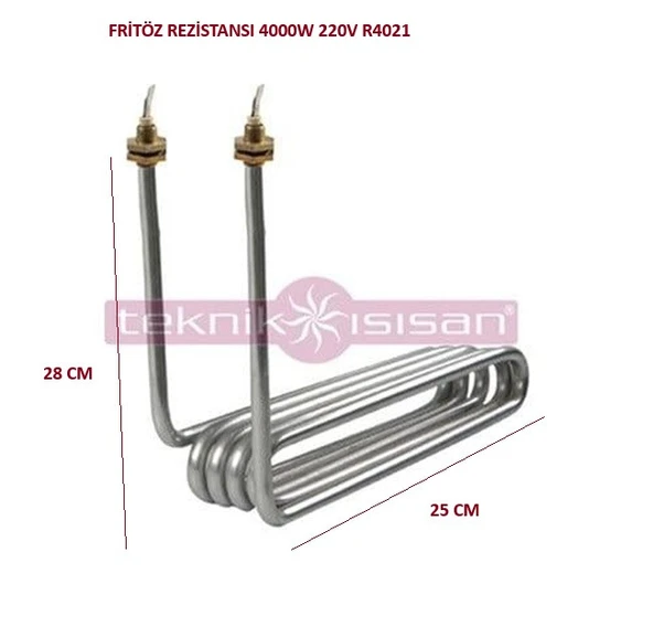 REZİSTANS FRİTÖZ 4000W 25X28 CM BÜKÜMLÜ 8,5MM 220V R4021 ürün görseli 1