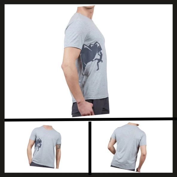 Uyguna-Yakala Gri Melanj Camp Erkek T-shirt-TSH.408 ürün görseli 1