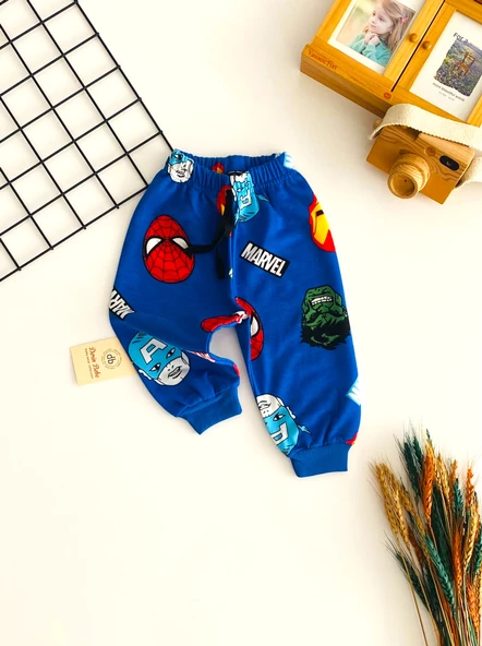 Neşeli Bebekler Marvel Baskılı Tek Alt Mavi ürün görseli 1
