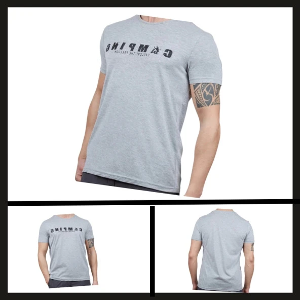 Uyguna-Yakala Gri Melanj Buteo Erkek T-shirt-TSH.412 ürün görseli 1