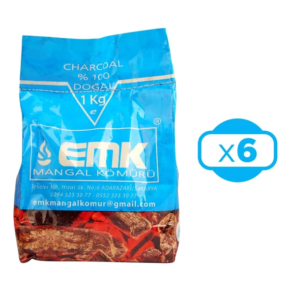 EMK Mangal Kömürü 1 Kg x 6 Adet ürün görseli 1