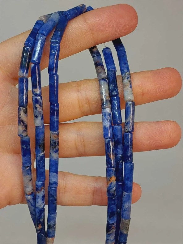 Sodalit Taşı Silindir Kesim 4x12.5mm Dizi (49364) ürün görseli 1