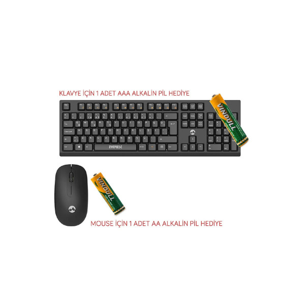 Everest Km-2510 Siyah Kablosuz Q Multi Klavye Mouse - Resim 2