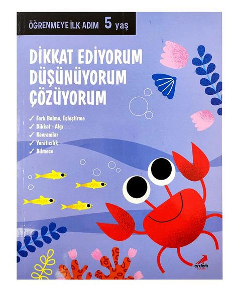 5 Yaş Dikkat Ediyorum Düşünüyorum Çözüyorum Erdem Yayınları ürün görseli 1