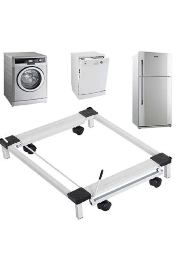 Trendesk   Metal Çeksür Çamaşır Makinesi Taşıma Buzdolabı Makine Altlığı Tekerlekli Beyaz Eşya Taşıyıcı ürün görseli 1