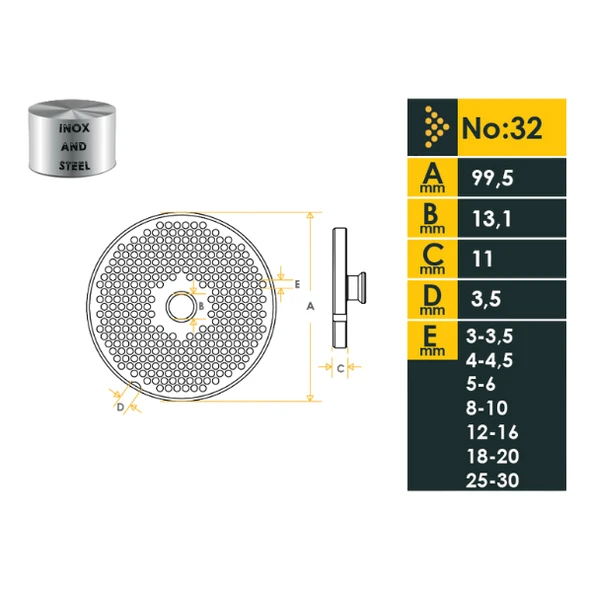 ET KIYMA AYNASI 32 NUMARA 10 MM ürün görseli 1