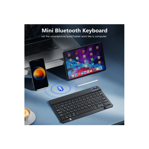 QASUL IPad Xiaomi Samsung Huawei Tablet Laptop Uyumlu Bluetooth Bağlantılı Klavye+Mouse Set ürün görseli 1
