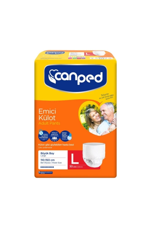 CANPED Emici Külot Yetişkin Hasta Alt Bezi Büyük Boy (L) 30 Adet ürün görseli 1