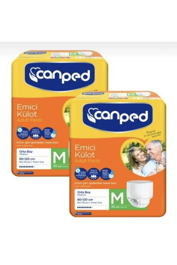 CANPED Emici Külot Orta (Medium) 2X30'Lu 60 Adet Hasta Bezi ürün görseli 1