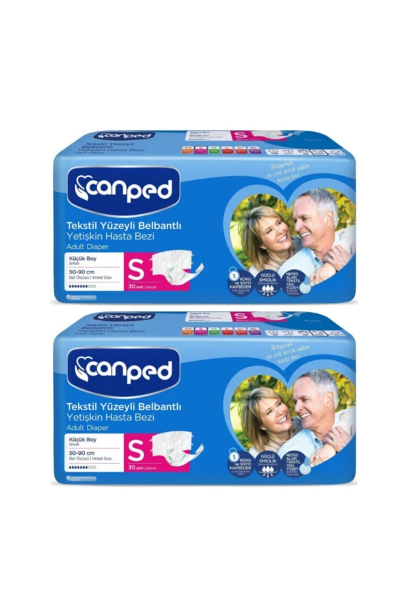 CANPED Belbantlı Tekstil Yüzeyli Hasta Bezi Küçük 60'Lı 2X30 ürün görseli 1