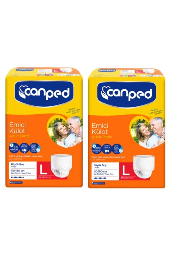 CANPED Emici Külot Büyük Boy L 30'Lu 2 Paket 60 Adet Hasta Bezi ürün görseli 1