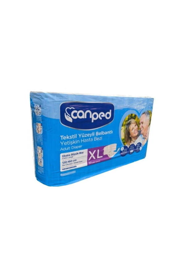 CANPED Tekstil Yüzeyli Belbantlı Yetişkin Hasta Bezi Extra Büyük Boy Xl 30'Lu. ürün görseli 1