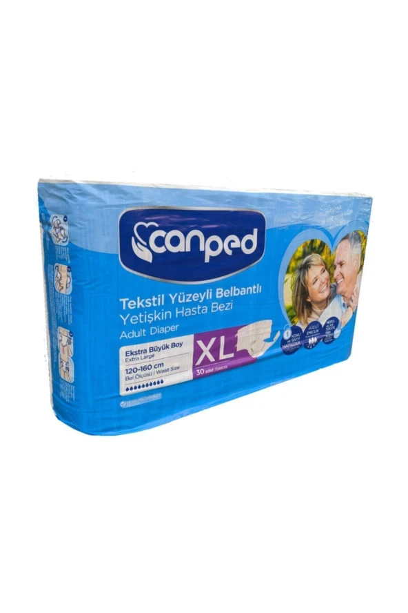 CANPED Belbantlı Tekstil Yüzeyli Hasta Bezi Ekstra Büyük (Xl) 60 Adetli (2X30) ürün görseli 1