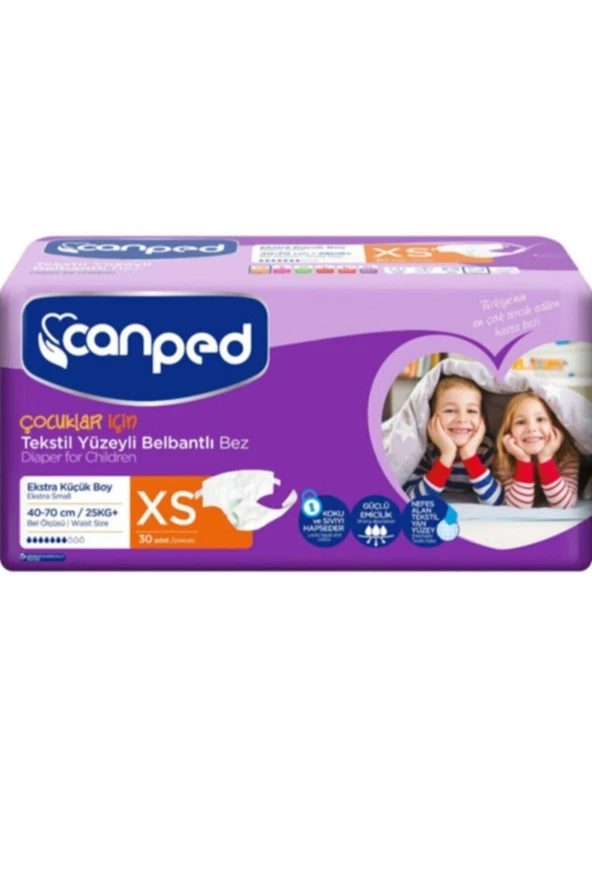 CANPED Belbantlı Tekstil Yüzeyli Çocuk Hasta Bezi 30'Lu ürün görseli 1