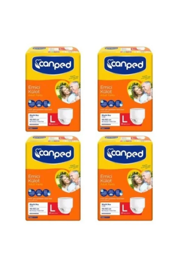 CANPED Emici Külot Hasta Bezi Ekonomik Paket 4X30'Lu 120 Adet Büyük Boy (Large) ürün görseli 1