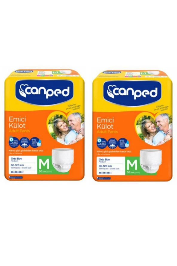 CANPED Emici Külot Hasta Bezi Orta Boy Medium 2 Paket 60 Adet ürün görseli 1