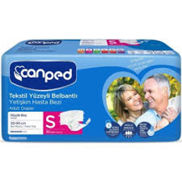 CANPED Tekstil Yüzeyli Belbantlı Yetişkin Hasta Alt Bezi 30'Lu S Beden ürün görseli 1