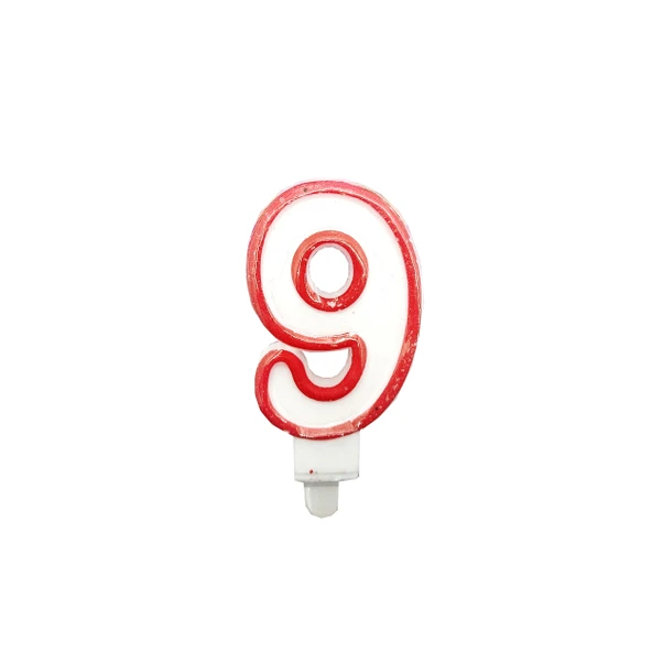 Dokuz Rakamlı Doğum Günü Pasta Mumu ( 7X3 cm) - Sayılı Mum - Pasta Süsü ürün görseli 1