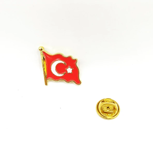 Dalgalanan Türk Bayraklı Yaka Rozeti - 1 Adet ürün görseli 1