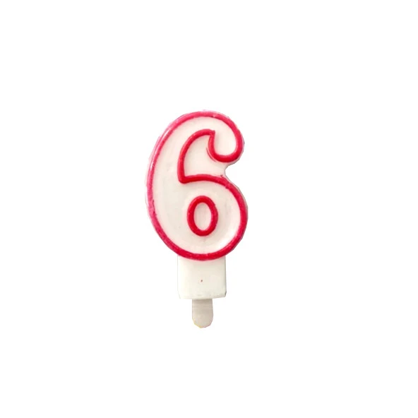 Altı Rakamlı Doğum Günü Pasta Mumu ( 7X3 cm) - Sayılı Mum - Pasta Süsü ürün görseli 1