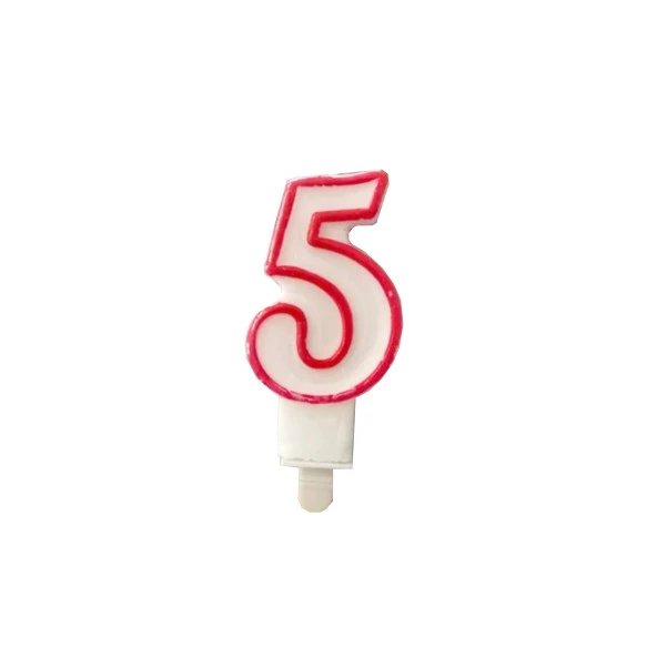 Beş Rakamlı Doğum Günü Pasta Mumu ( 7X3 cm) - Sayılı Mum - Pasta Süsü ürün görseli 1