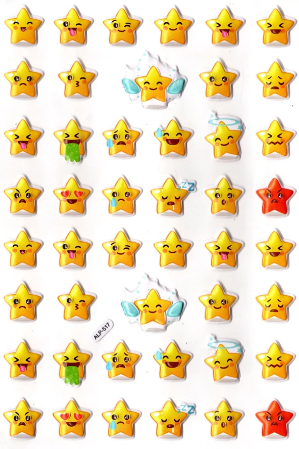 Sticker Kabartmalı A4 Boyutunda Stiker Defter, Planlayıcı Etiket-(lim517) - Yıldız Emoji ürün görseli 1