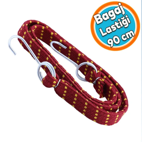 Oto Araç Araba Bagaj Lastiği Geniş Kancalı Bisiklet Sabitleme Yük Taşıma Lastik 20 mm x 90 cm ürün görseli 1