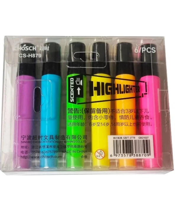 Neon Highlighter CS-H879 Renkli 6 Çeşitli Fosforlu Kalem Seti -  İşaretleyici Kalem Seti ürün görseli 1