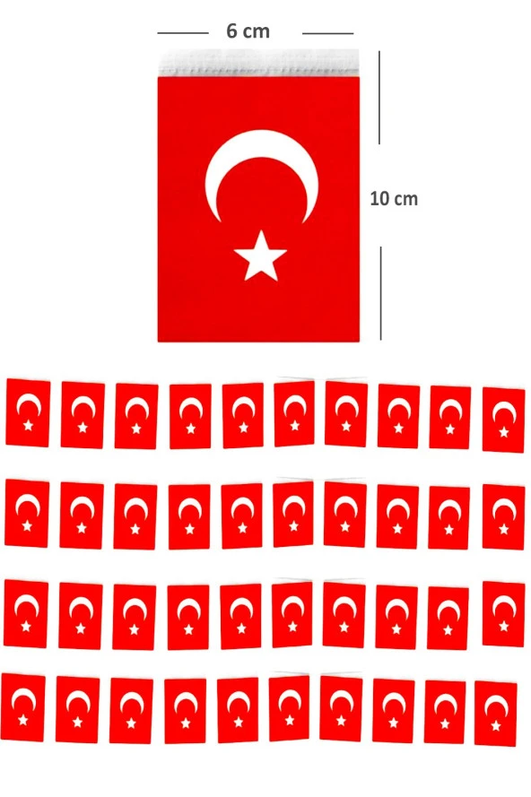 Türk Bayrağı ipli Küçük Boy (10 X 6 cm) - 1 Adet ürün görseli 1