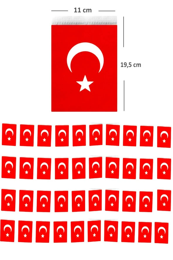 Türk Bayrağı İpli Büyük Boy (19,5 X 11 cm ) - 1 Adet ürün görseli 1