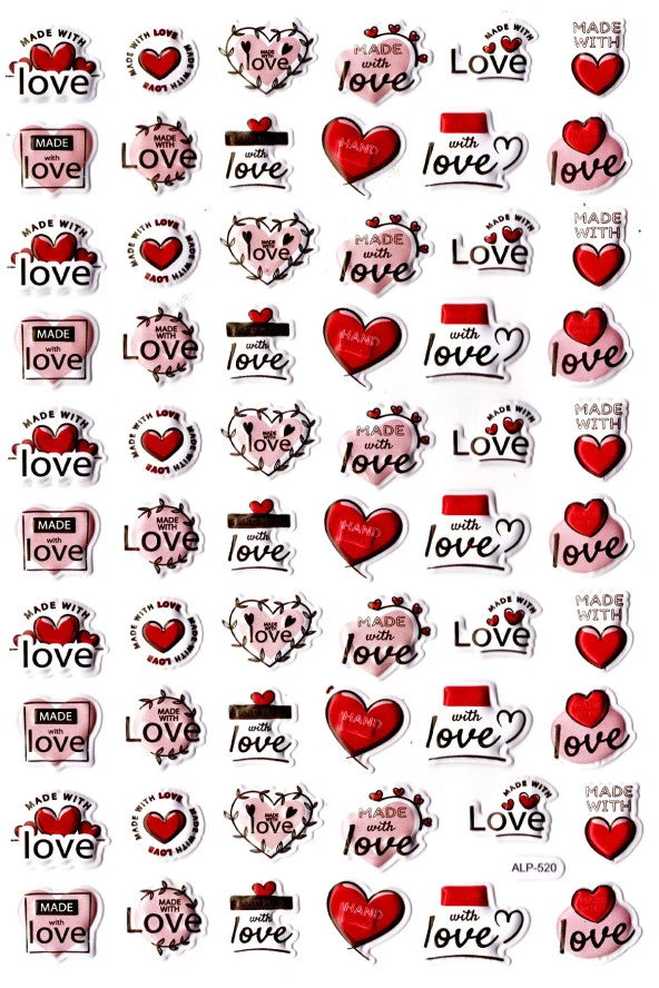Sticker Kabartmalı A4 Boyutunda Stiker Defter, Planlayıcı Etiket-(lim520) - Aşk , Kalp , Love ürün görseli 1