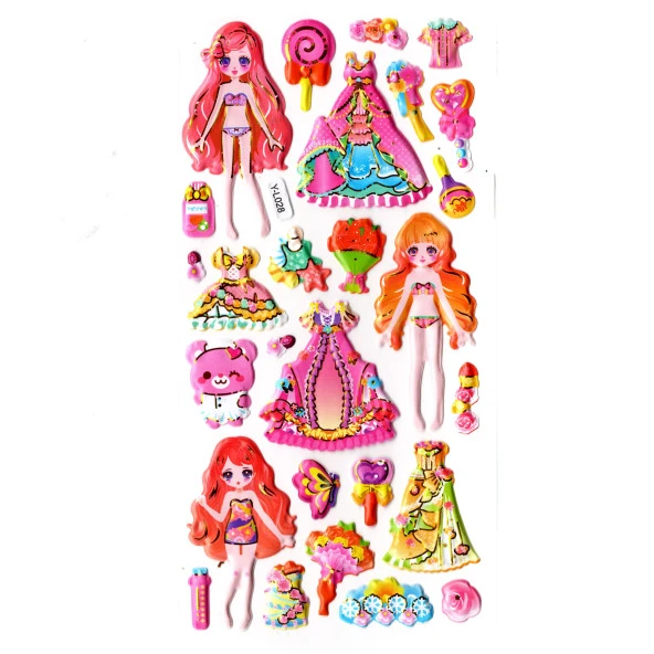 Sticker Kabartmalı Stiker Defter, Planlayıcı Etiket (limyl-028) - 17X9 cm - Prenses Giydirme Ayıcık ürün görseli 1