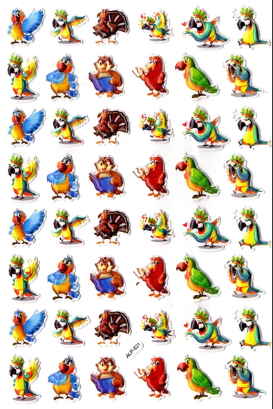 Sticker Kabartmalı A4 Boyutunda Stiker Defter, Planlayıcı Etiket-(lim521) - Bilgin Papağan, Baykuş ürün görseli 1