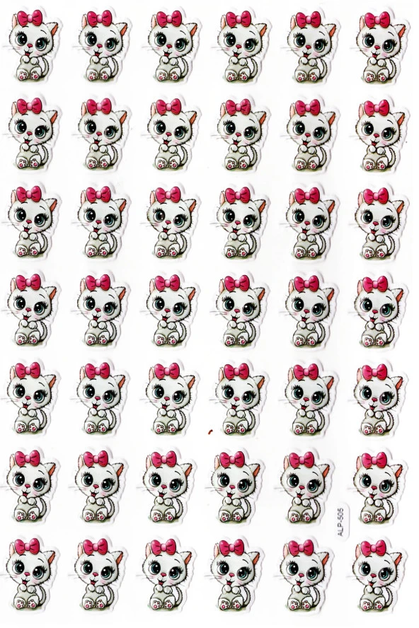 Sticker Kabartmalı A4 Boyutunda Stiker Defter, Planlayıcı Etiket-(lim505) - Fiyonklu Sevimli Kedi ürün görseli 1