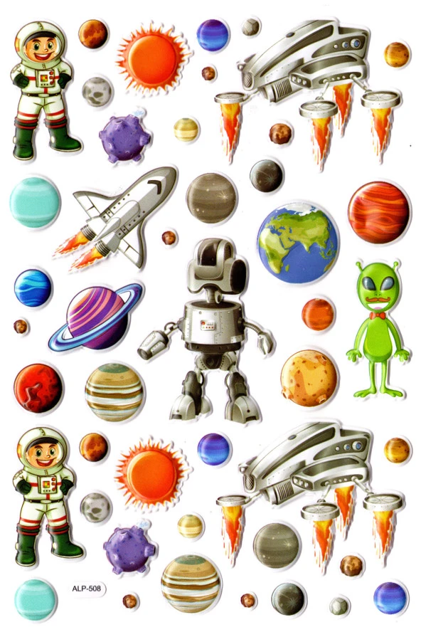Sticker Kabartmalı A4 Boyutunda Stiker Defter, Planlayıcı Etiket-(lim508) - Astranot ve Uzaylı ürün görseli 1