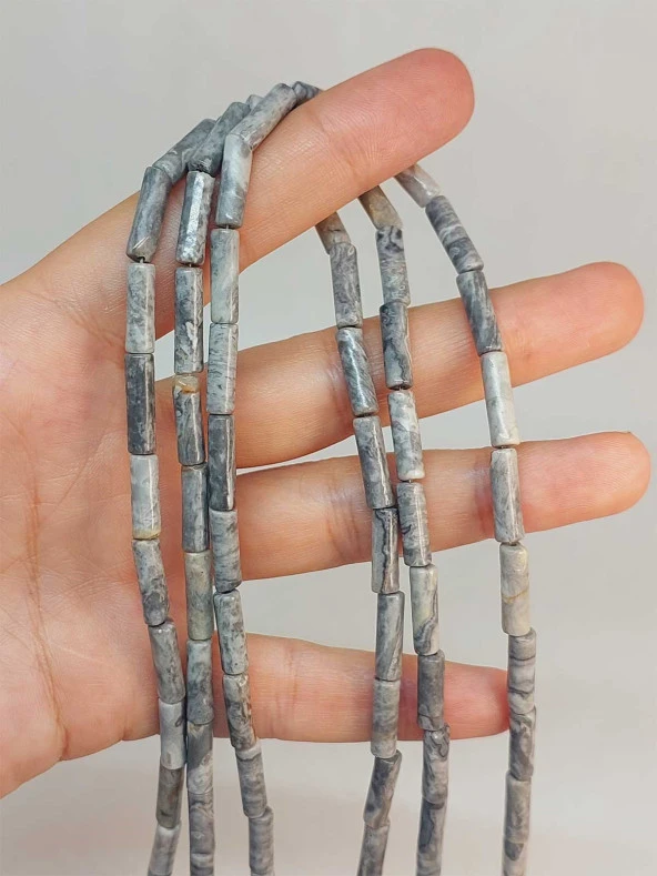 Jasper Taşı Silindir Kesim 4x12.5mm Dizi (49380) ürün görseli 1