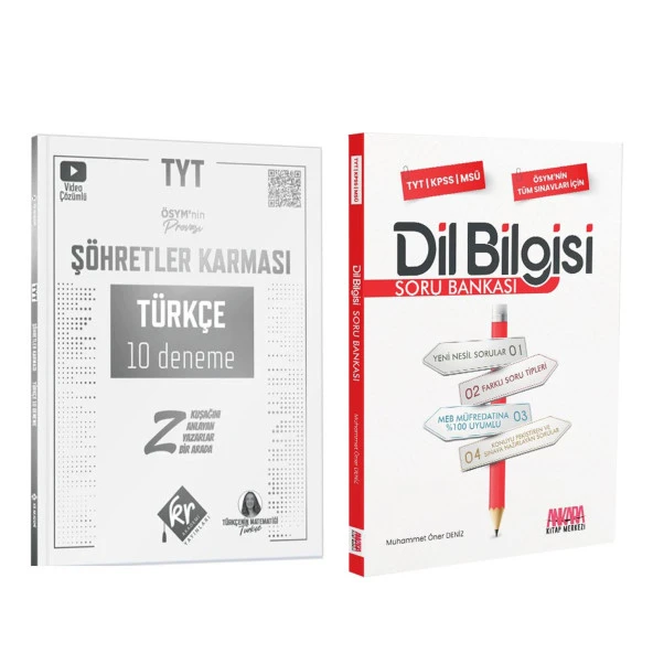 Kr Akademi TYT Türkçe Deneme ve AKM Dil Bilgisi Soru Bankası Seti 2 Kitap ürün görseli 1