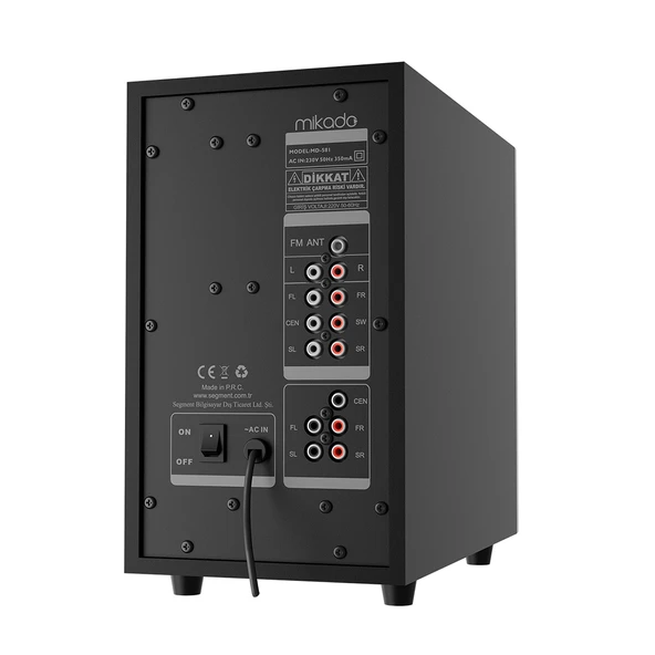 Mikado MD-581BT 110W USB/SD/FM/BT Destekli 5+1 Ses Sistemi Hoparlör - Speaker ürün görseli 1