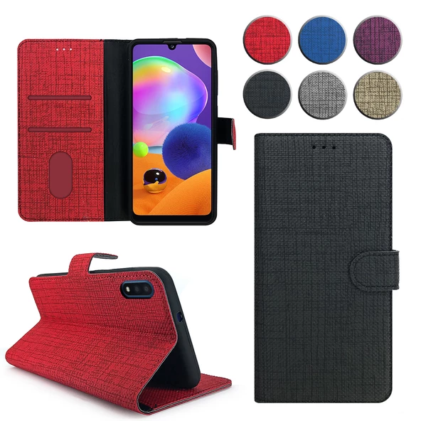 Samsung Galaxy A01 Kılıf FitCase Fabric Kapaklı Cüzdanlı ürün görseli 1