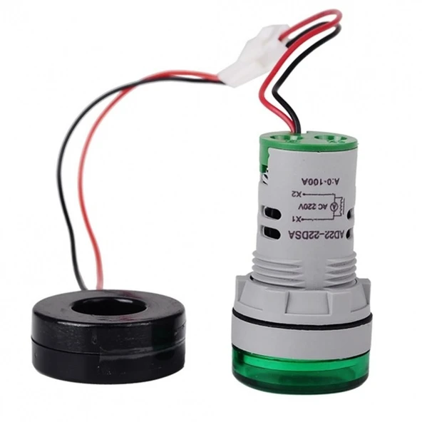 XASL-22K 22mm AMPERMETRE LEDLİ SİNYAL LAMBASI (YEŞİL) 0-100A ürün görseli 1