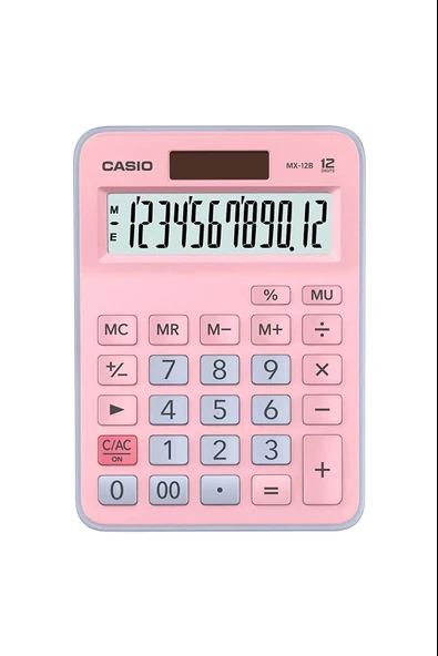 Casio Hesap Makinesi Masa Üstü 12 Hane Açık Pembe + Açık Mavi Hesap Makinası ürün görseli 1